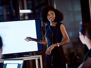 Woman giving presentation