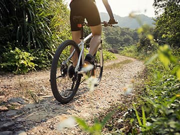Woman on mountainbike in countryside